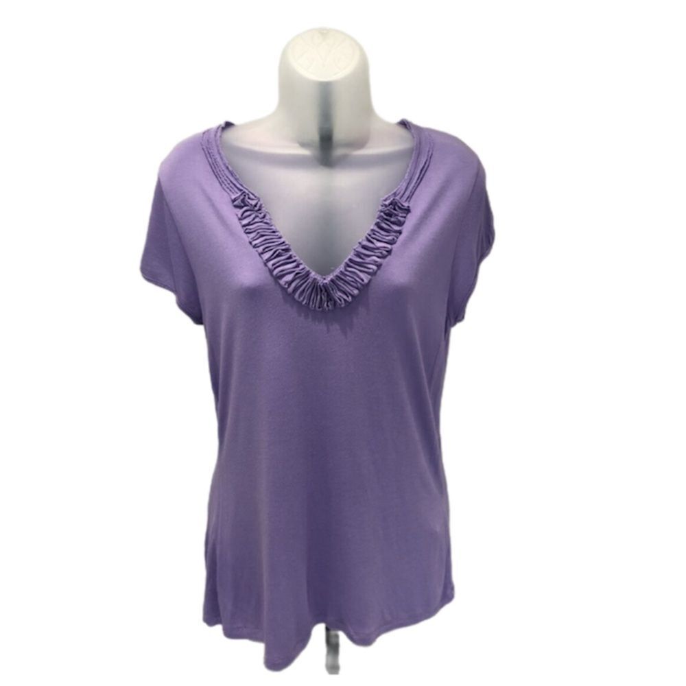 Boden flat pleated ruffle v neck top SIZE 8 TWEE COQUETTE purple